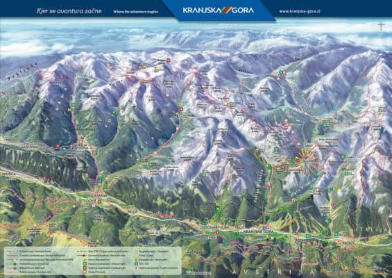 Vršič Kranjska Gora mapa Slovinska